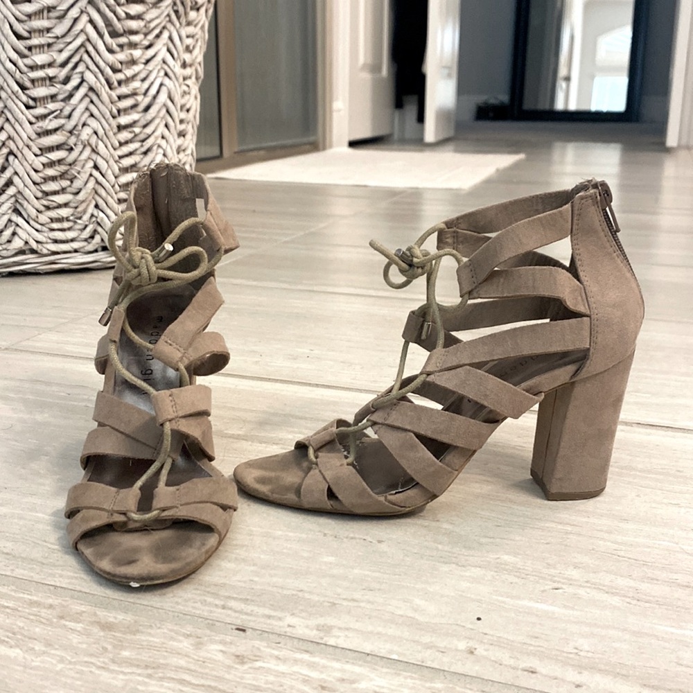 Madden Girl Heeled Sandal- size 6.5, Used, color-Nude